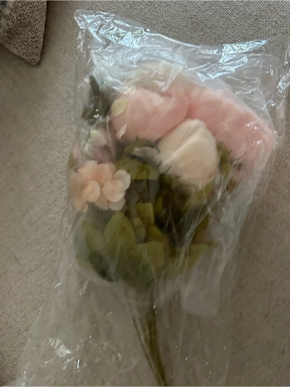 Champagne Faux Peony Stems by